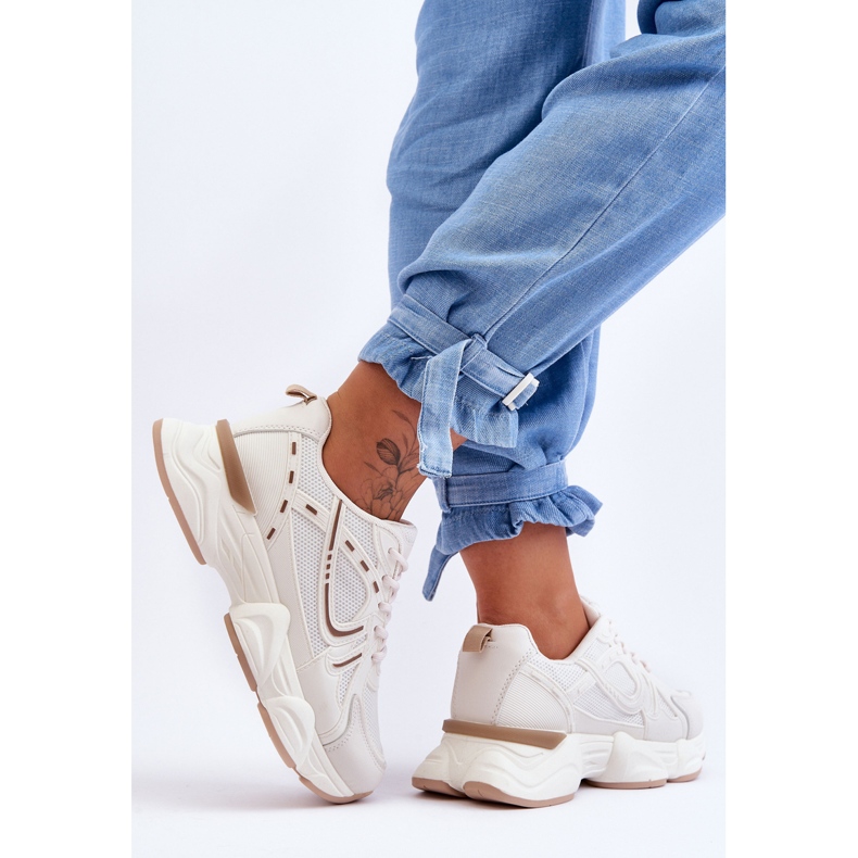 FG2 Damen Sportschuhe Sneakers Beige Feluci 2