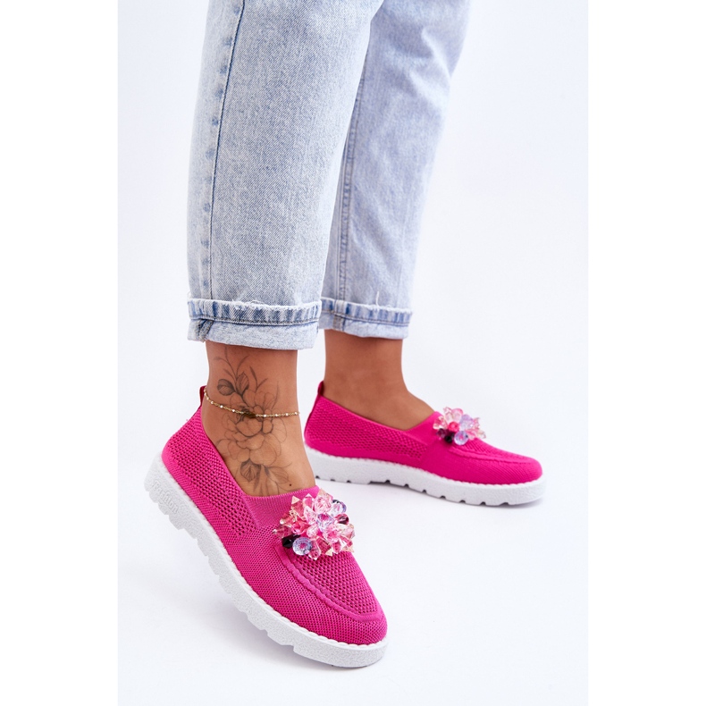 PM1 Slip-On-Sneaker für Damen mit Steinen, Fuchsia, schlicht rosa 1