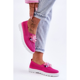 PM1 Slip-On-Sneaker für Damen mit Steinen, Fuchsia, schlicht rosa 2