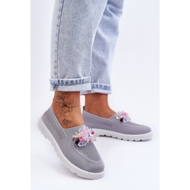 PM1 Slip-On-Sneaker für Damen mit Steinen, schlicht, Grau 2