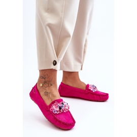 PM1 Modische Wildleder-Loafer mit Verzierungen in Fuchsia von Delima rosa 1