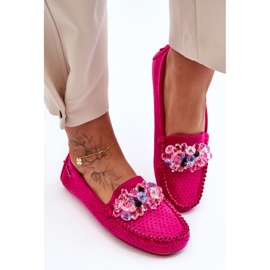 PM1 Modische Wildleder-Loafer mit Verzierungen in Fuchsia von Delima rosa 2
