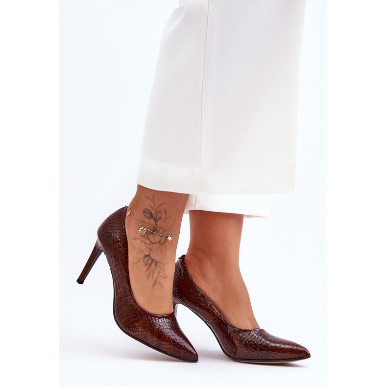 Lewski Shoes Modische Leder High Heels Lewski Schuhe 2659 Braun 1