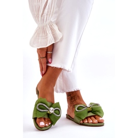 Seastar Damen-Flip-Flops mit Schleife und Zirkonen, grün 2