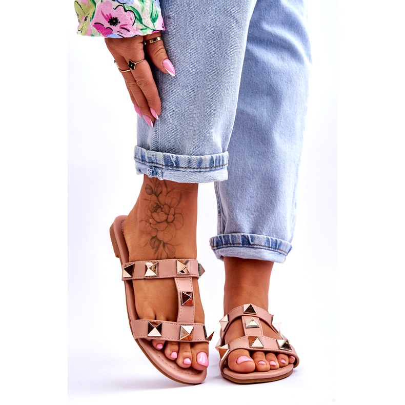 Damenschuhe mit großen Nacktstollen rosa 1