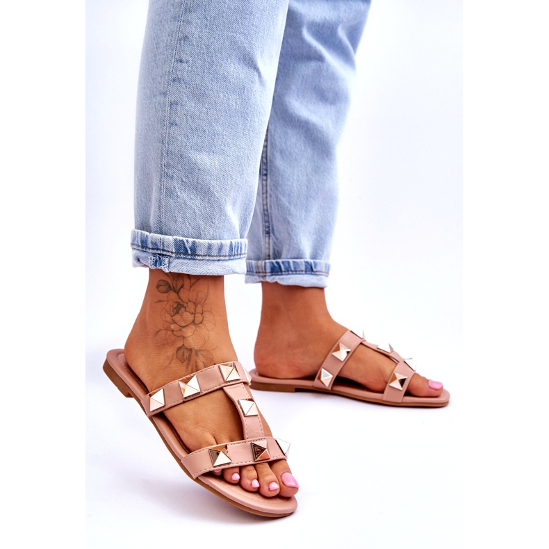 Damenschuhe mit großen Nacktstollen rosa 2