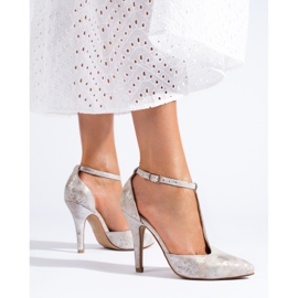 Silberne High-Heel-Pumps von Shelovet 1