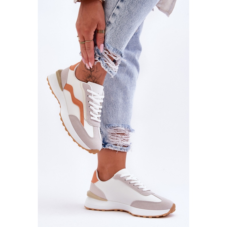 FJ1 Damen-Ledersportschuhe Weiß-Orange Somerio 1