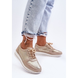 Sportschuhe aus Leder mit Perforation S.Barski AL22246 Gold golden 1