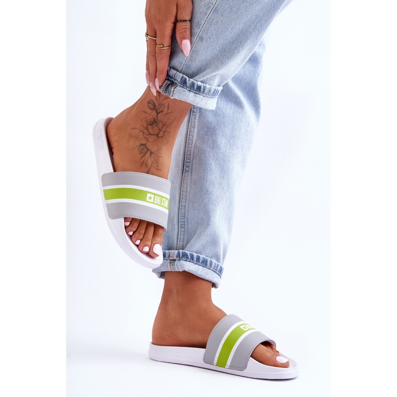 Leichte Schaumstoff-Hausschuhe Big Star JJ274647 Weiß-Grau 2