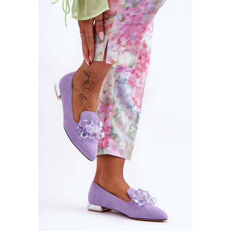 PS1 Damen-Loafer mit verzierten flachen Absätzen in Lila von Sloane 1