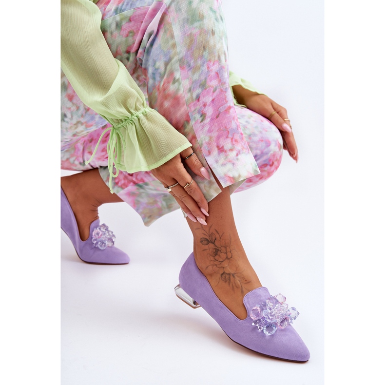 PS1 Damen-Loafer mit verzierten flachen Absätzen in Lila von Sloane 2