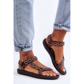 Damen-Sportsandalen aus Satin in Schwarz und Beige Victory 1