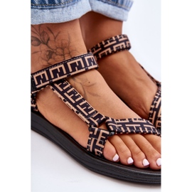 Damen-Sportsandalen aus Satin in Schwarz und Beige Victory 2