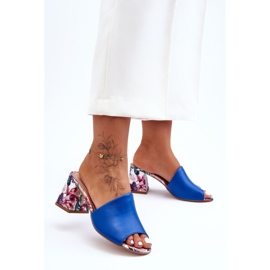 Lewski Shoes Damen-Lederhausschuhe mit hohen Absätzen Leewski Shoes 3209/K Blau 1