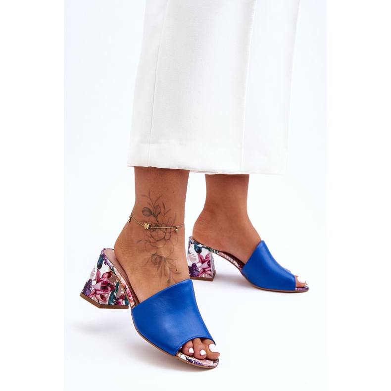 Lewski Shoes Damen-Lederhausschuhe mit hohen Absätzen Leewski Shoes 3209/K Blau 1