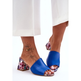 Lewski Shoes Damen-Lederhausschuhe mit hohen Absätzen Leewski Shoes 3209/K Blau 2