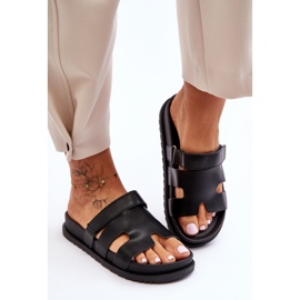 Klassische schwarze Molie-Hausschuhe für Damen 1