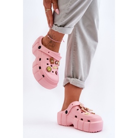Damen-Schaumstoff-Slipper Crocs mit Ornamenten Pink Marlett rosa 2