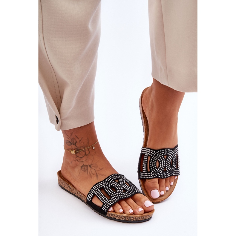 Damen-Slipper mit Nieten, Schwarz von Evelins 2