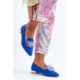 PS1 Verzierte Damen-Loafer mit flachem Absatz, Blau, Sloane 2
