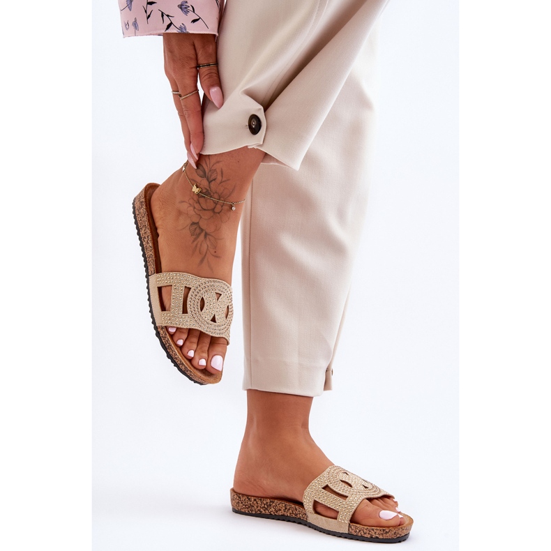 Damen-Slipper mit Nieten Beige Evelins 1