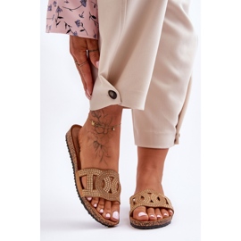 Damen-Slipper mit Nieten, Braun, Evelins 1