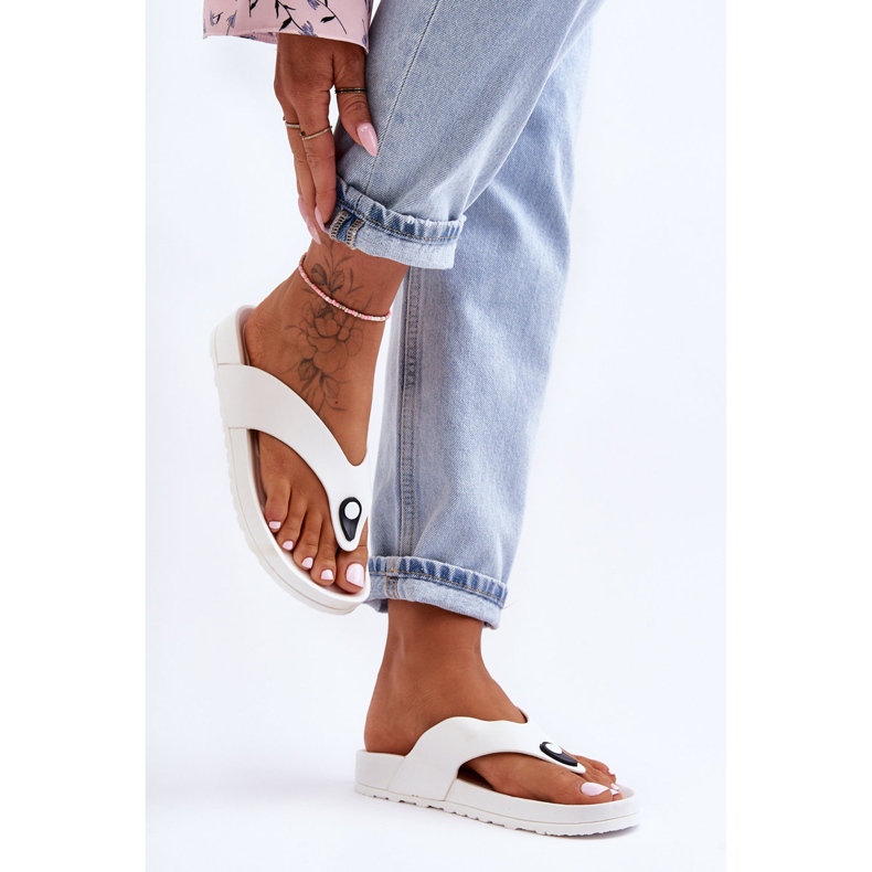 Damen-Plateau-Flip-Flops Weiß Bellitta 1