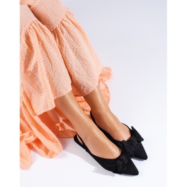 Schwarze Ballerinas aus Wildleder mit Schleife von Shelovet 1