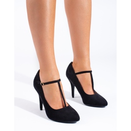 Schwarze Wildleder-Pumps mit Absatz von Shelovet 1