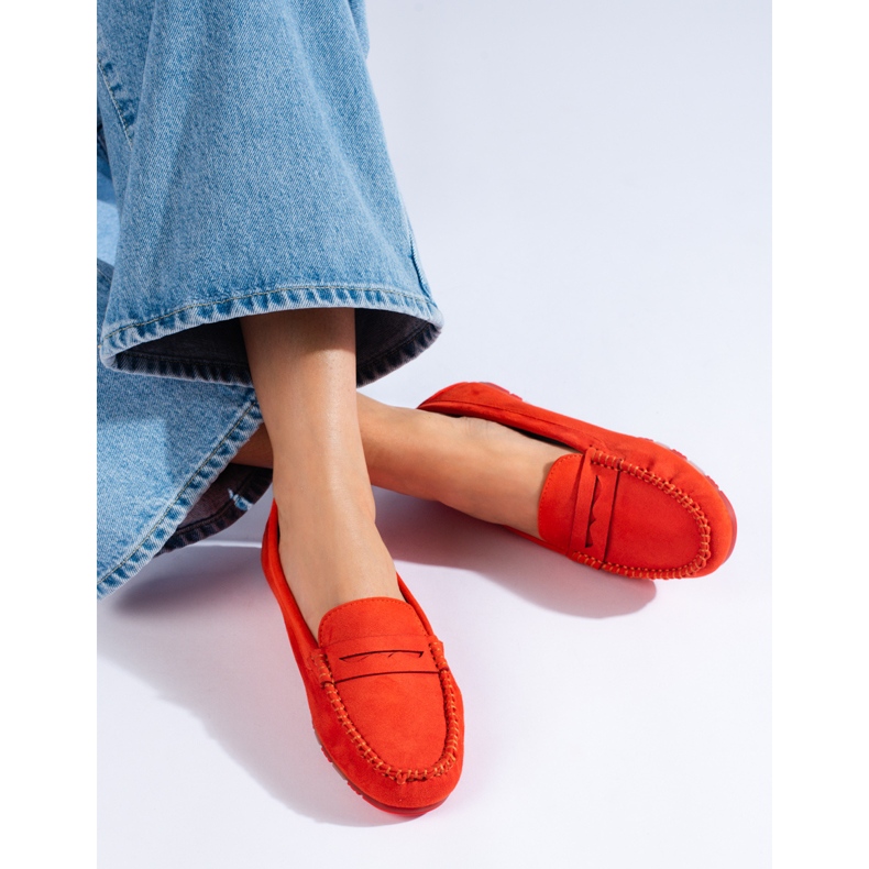 Orangefarbene Wildleder-Loafer für Damen von Shelovet 1
