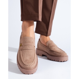 Klassische dunkelbeige Wildlederschuhe für Damen von Shelovet 1