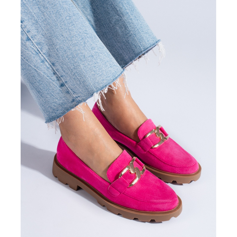 Wildleder-Brogues mit Kette Shelovet Fuchsia rosa 1