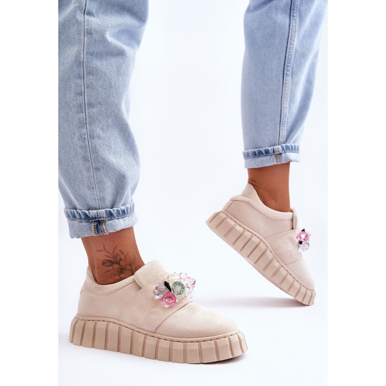 PS1 Modische Slip-On-Sportschuhe mit beigem Desire-Dekor 1