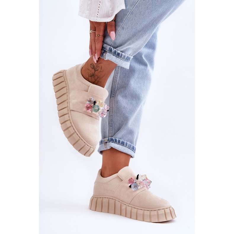 PS1 Modische Slip-On-Sportschuhe mit beigem Desire-Dekor 2