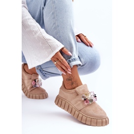 PS1 Modische Slip-On-Sportschuhe mit Verzierung Dark Beige Desire 1