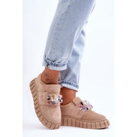 PS1 Modische Slip-On-Sportschuhe mit Verzierung Dark Beige Desire 2