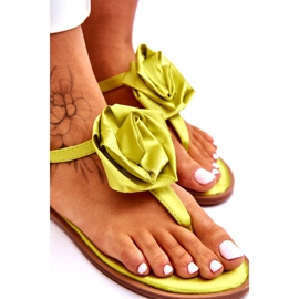 STEPHAN Damen-Flip-Flop-Sandalen mit Stoff in Rose und Limette grün 5
