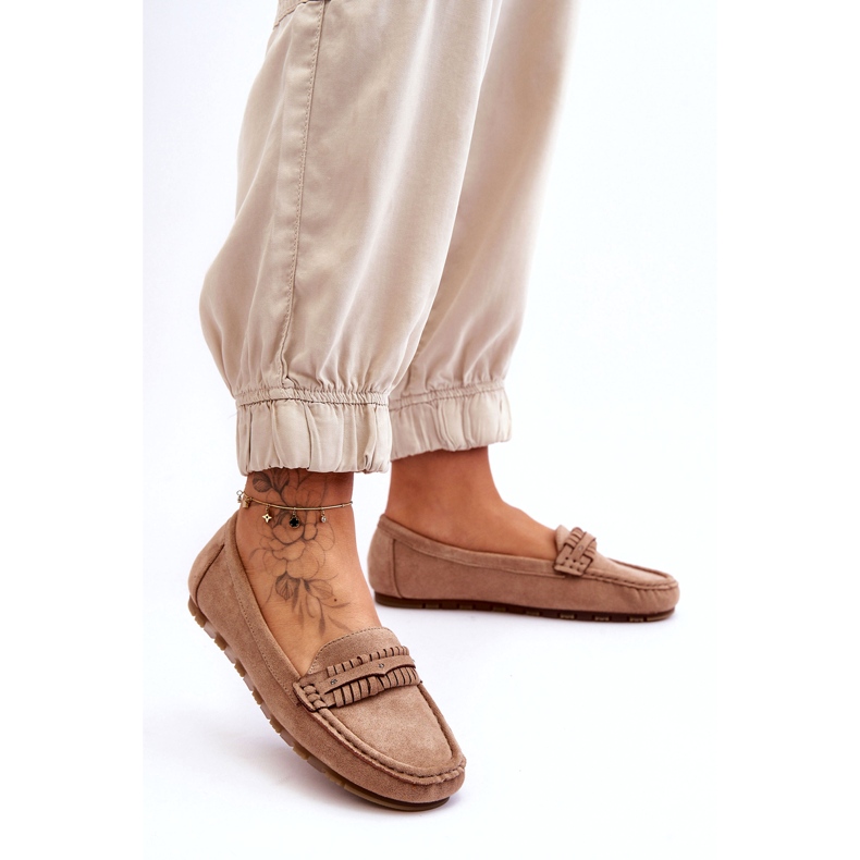 Wildleder-Loafer für Damen in Beige 2