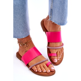 Damenflip -Flip -Flops mit einem dekorativen Fuchsia -Streifen rosa 4