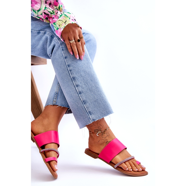 Damenflip -Flip -Flops mit einem dekorativen Fuchsia -Streifen rosa 5