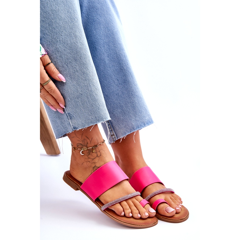 Damenflip -Flip -Flops mit einem dekorativen Fuchsia -Streifen rosa 6