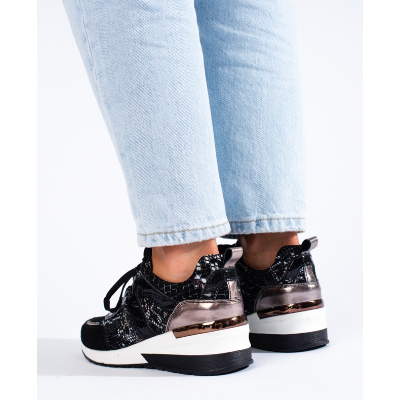 Goodin Sneakers aus Leder mit Schlangenmuster schwarz 2