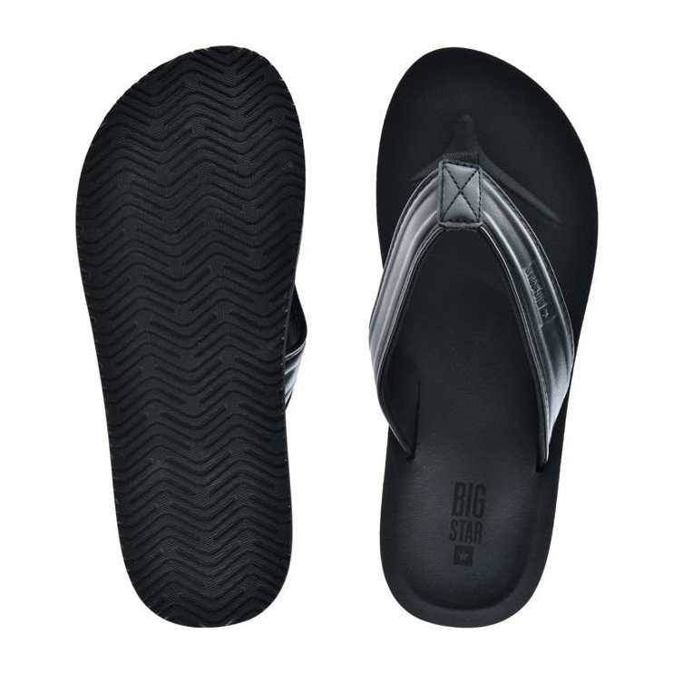 Herren-Flip-Flops aus ökologischem Leder schwarz Big Star LL174605 1