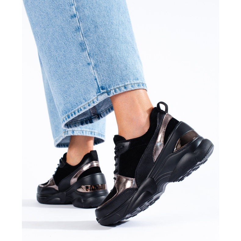 Schwarze Ledersneaker für Damen Shelovet 2