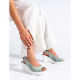 Grüne Keilsandalen von Shelovet für Damen 1