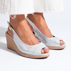 W. Potocki Elegante silberne Keilsandaletten von Potocki silber- 1