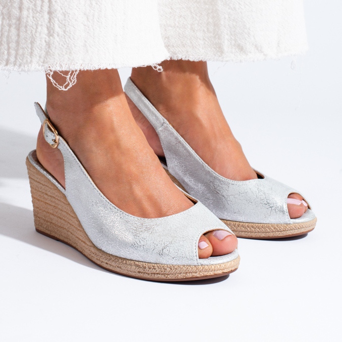 W. Potocki Elegante silberne Keilsandaletten von Potocki silber- 1