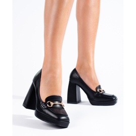 Schwarze Shelovet-Pumps mit Blockabsatz 1