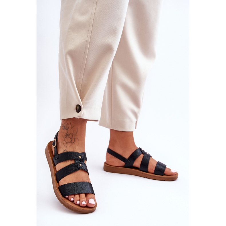 PG1 Schwarze Catalia glänzende Damensandalen 1